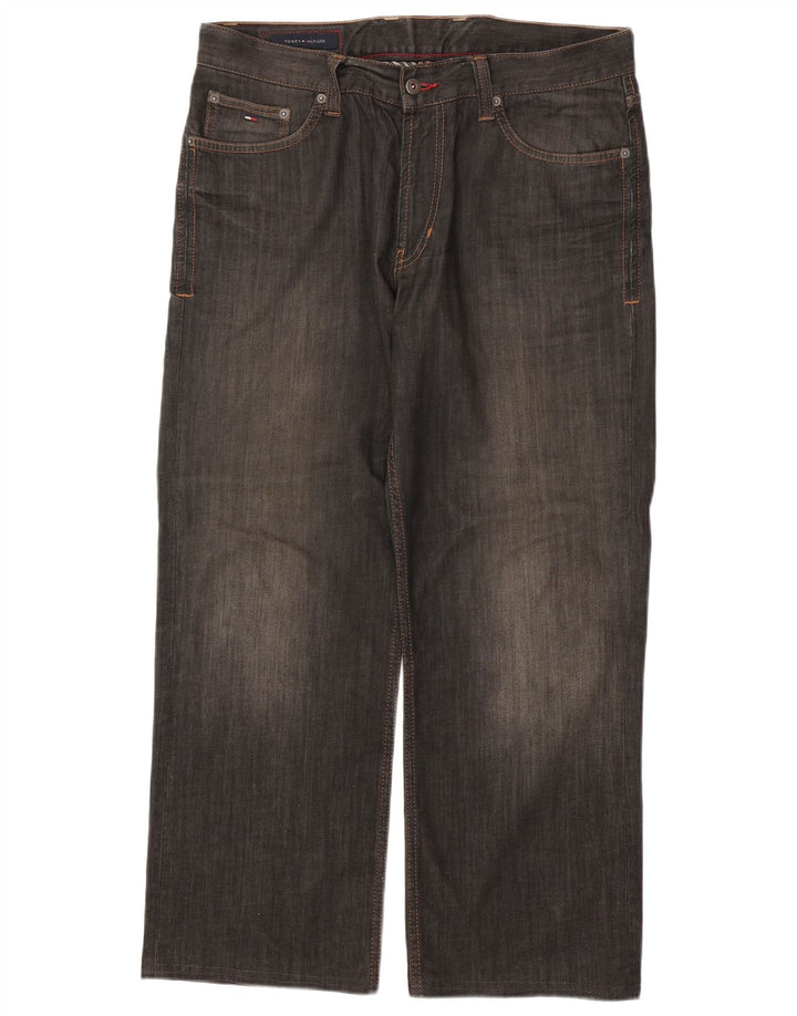 TOMMY HILFIGER Herren Straight Jeans W31 L28 Graue Baumwolle