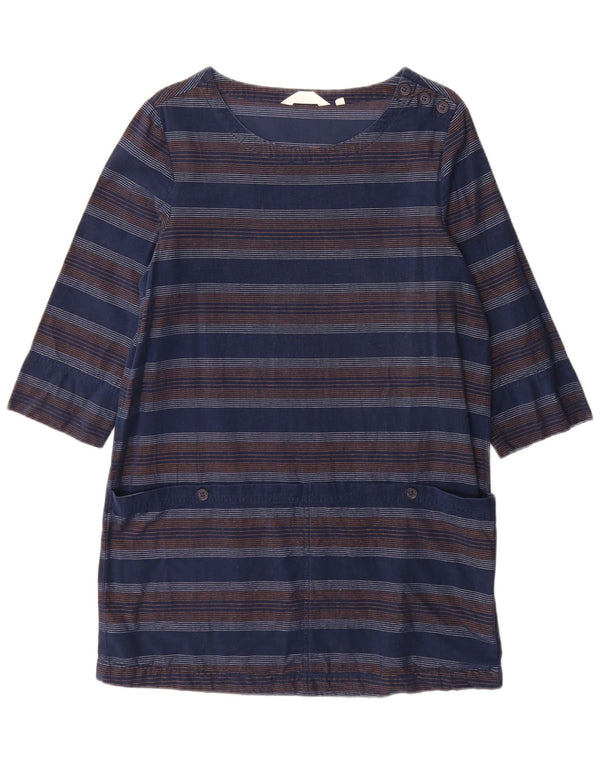 Seasalt Damen-Tunikakleid mit 3/4-Ärmeln, UK-Größe 12, mittelmarineblau, gestreift, Baumwolle