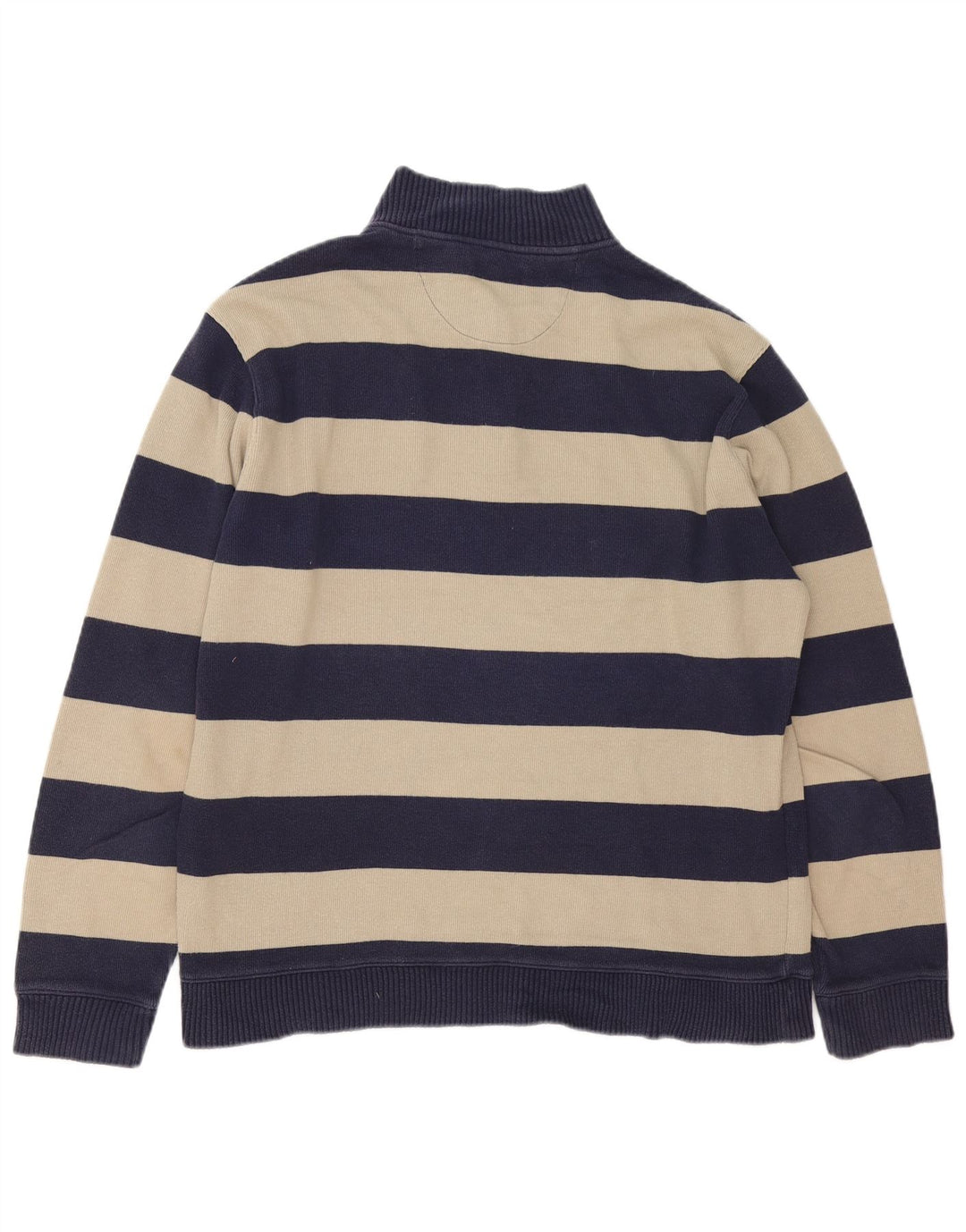 Marks & Spencer Herren-Pullover mit Reißverschluss am Hals, groß, marineblau, gestreift, Baumwolle