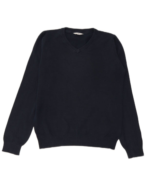 Marks & Spencer Jungen-Pullover mit V-Ausschnitt, 14–15 Jahre, marineblaue Baumwolle