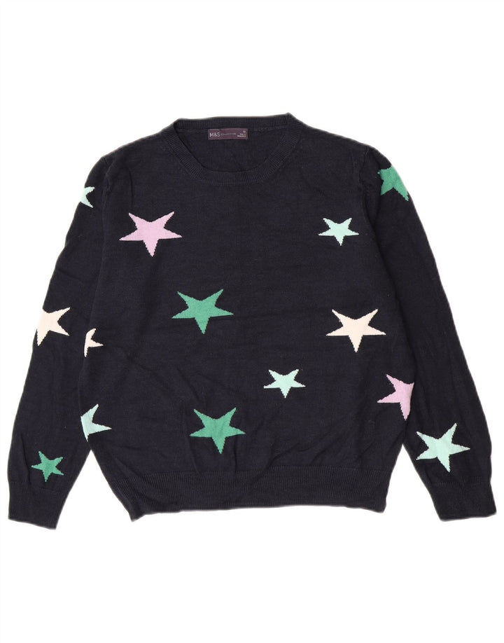 Marks & Spencer Damen-Pullover mit Rundhalsausschnitt, Gr. 12, mittleres Marineblau