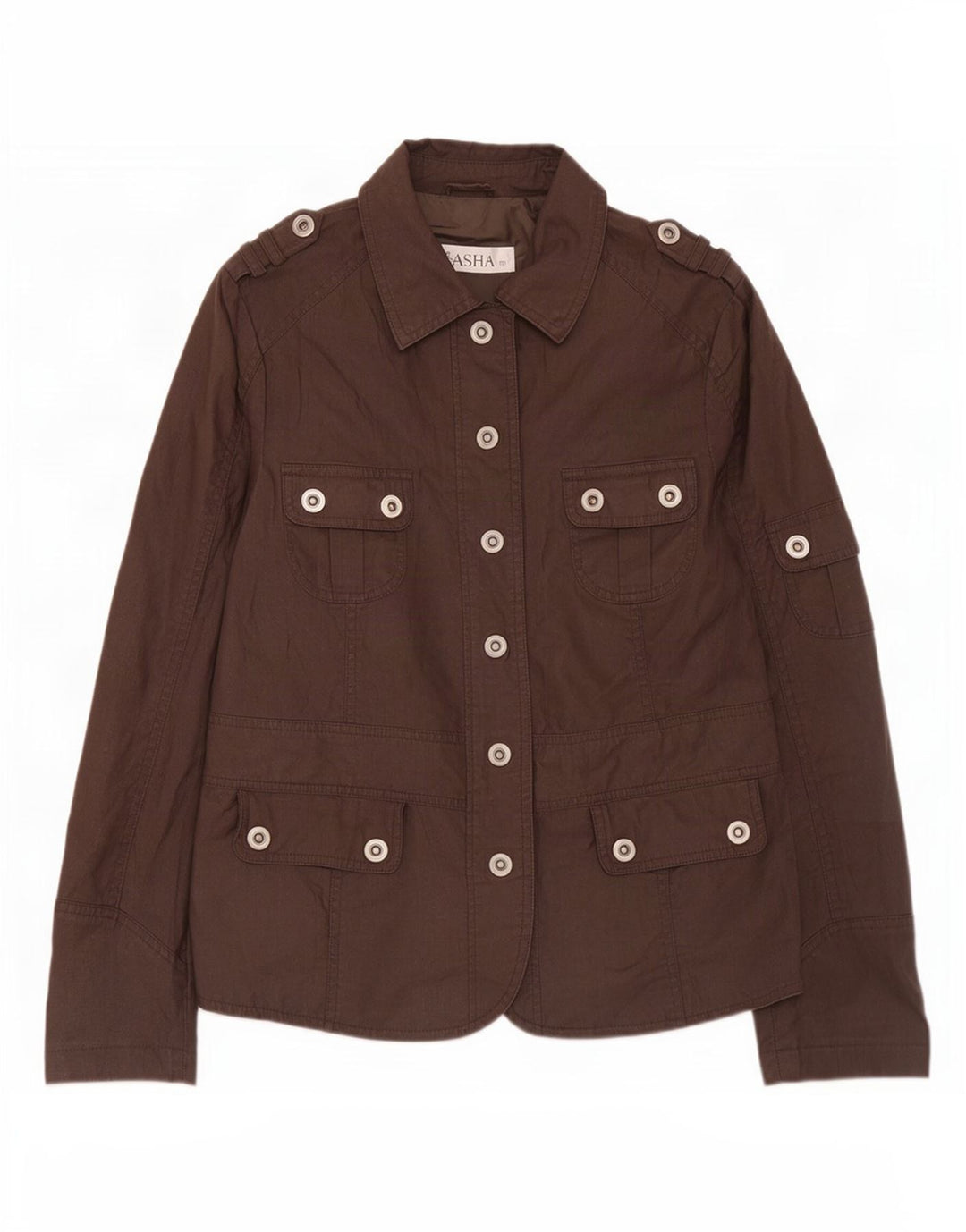 Sasha Damen-Militärjacke, UK 12, mittelbraune Baumwolle