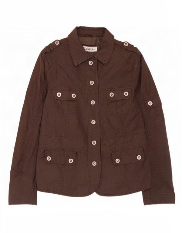 Sasha Damen-Militärjacke, UK 12, mittelbraune Baumwolle