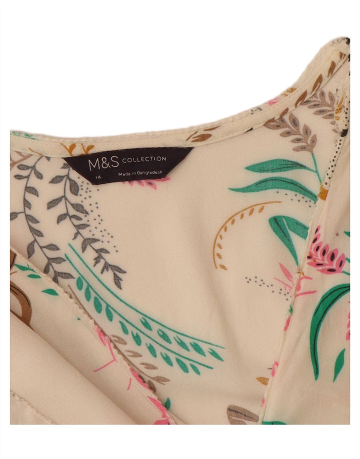Marks & Spencer Damen-Blusenoberteil, Gr. 44, groß, gebrochenes Weiß mit Blumenmuster