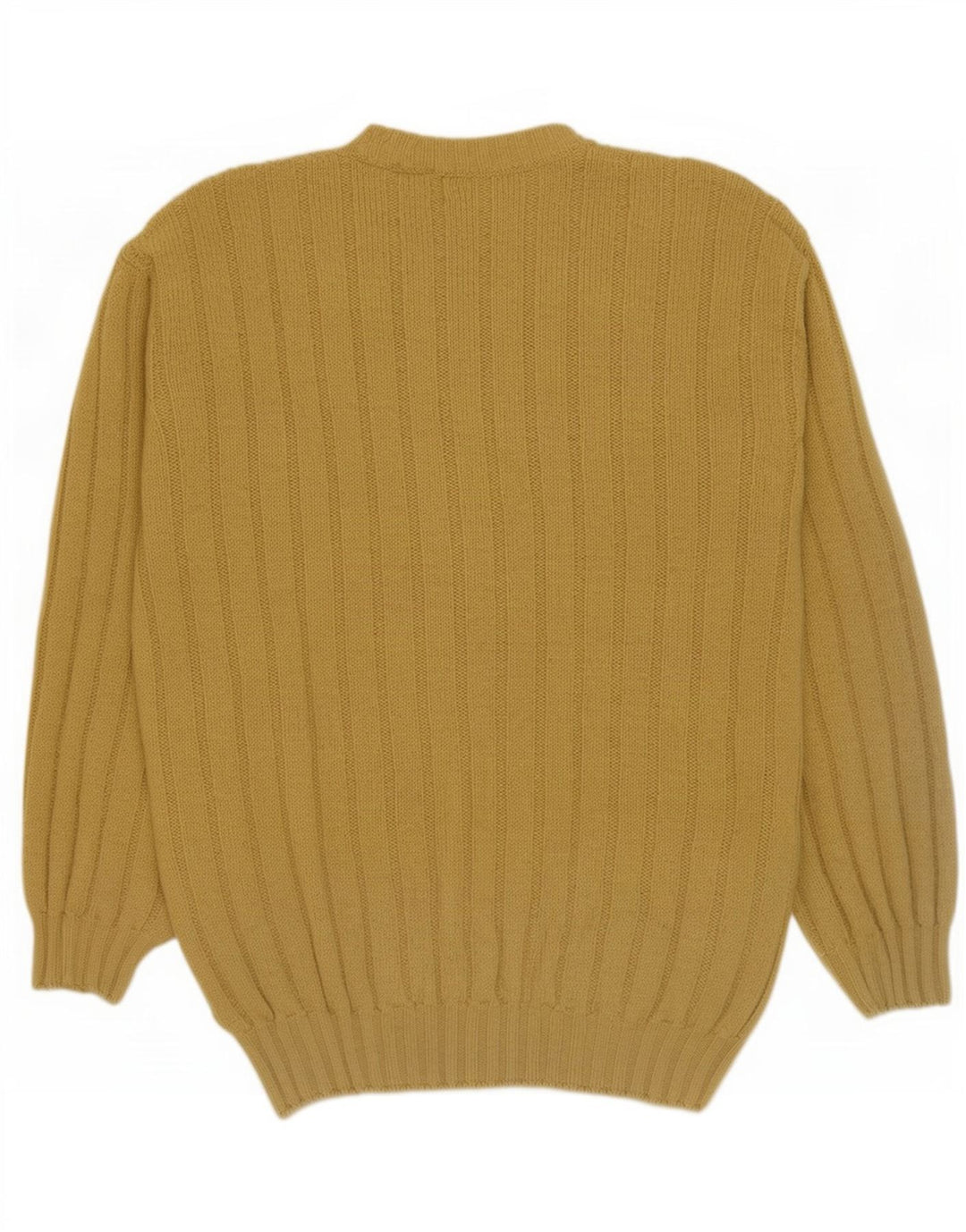 James Dillon Herren-Pullover mit V-Ausschnitt, groß, gelbe Schurwolle