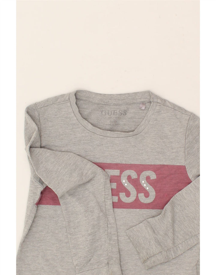 GUESS Girls Graphic Sweatshirt Jumper 6-7 Years Grey Cotton Vintage Guess and Second-Hand Guess from Messina Hembry 