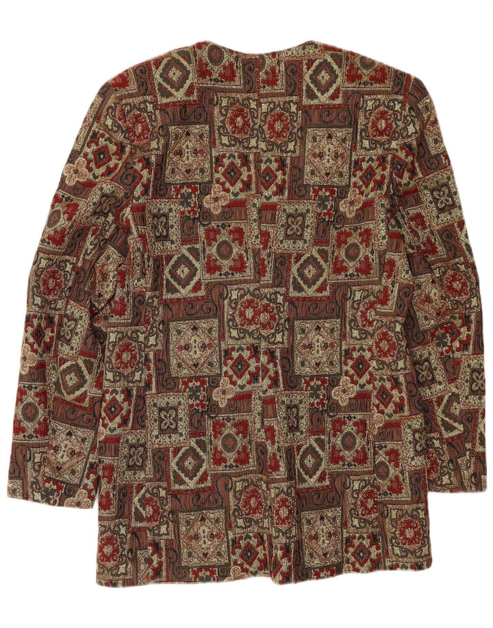 Vintage Damen 3-Knopf-Blazerjacke IT 46 Großes braunes Patchwork-Acetat