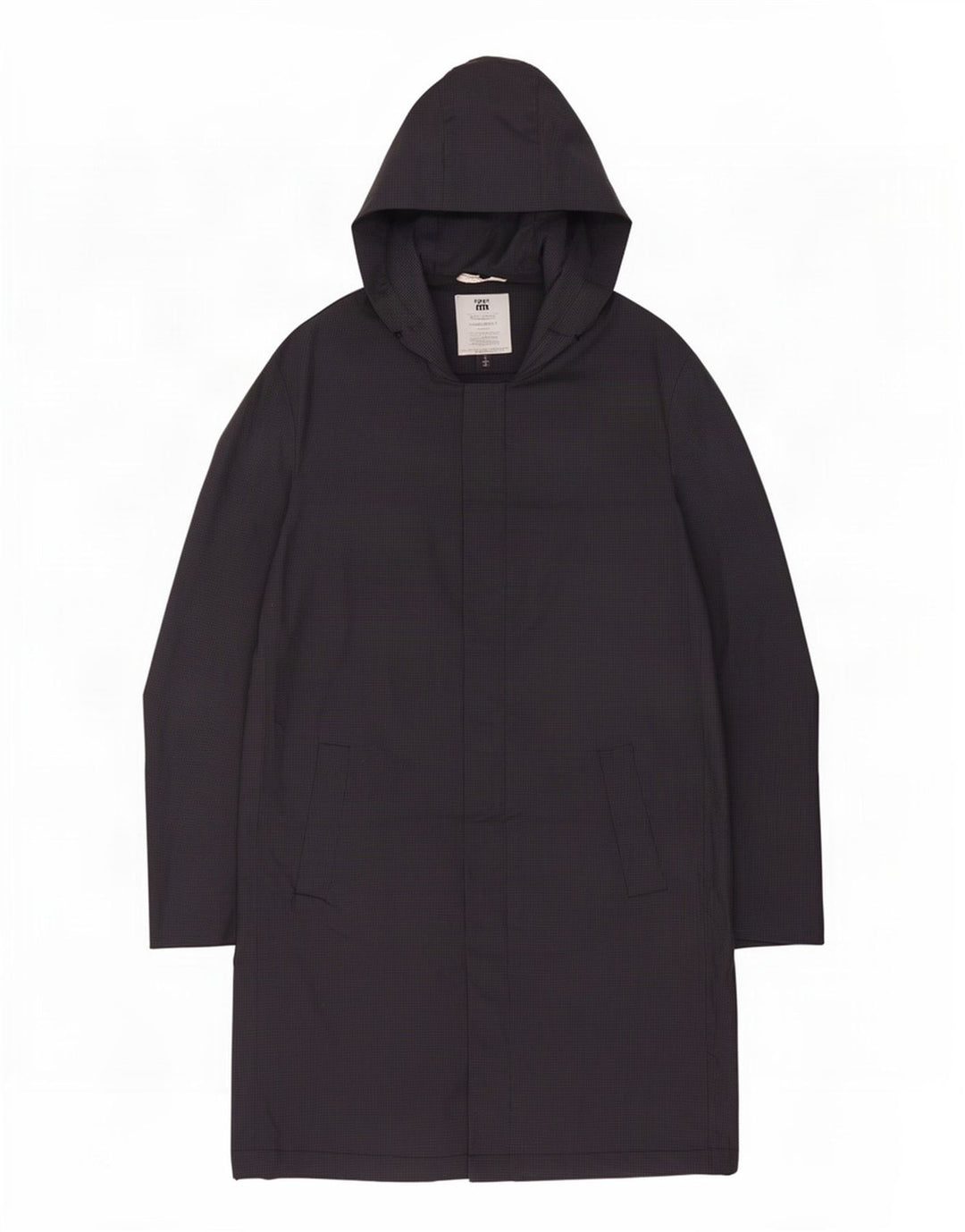Zara Herren-Mantel mit Kapuze, UK 40, Größe L, schwarz, Hahnentrittmuster, Polyester