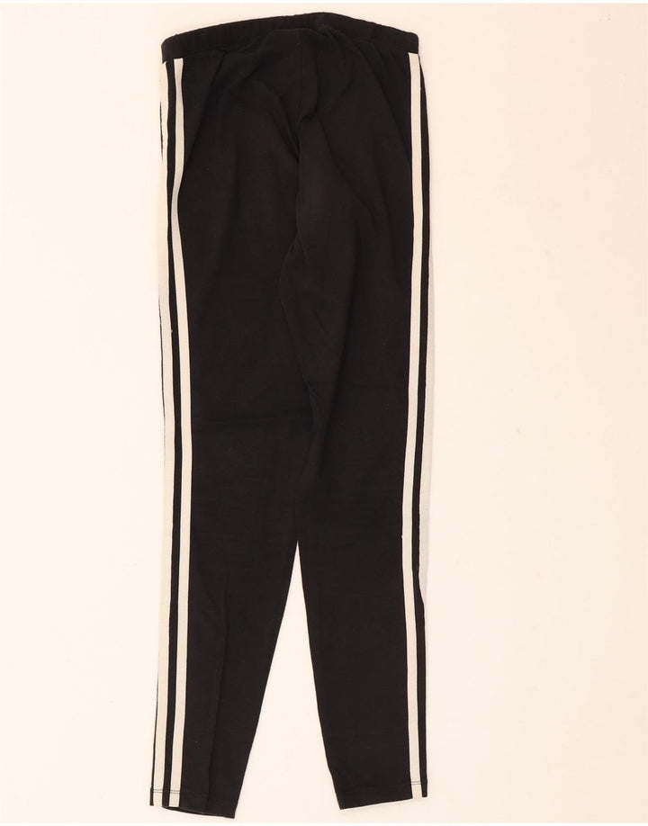 Adidas Damen Leggings UK 8 Small Schwarz Baumwolle