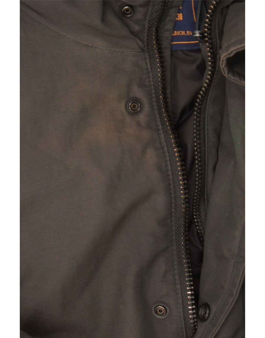 Woolrich Wattierter Herrenmantel mit Kapuze, UK 36, Größe S, Grau, Baumwolle
