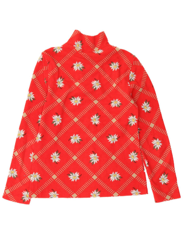 Conte of Florence Damen-Fleecepullover mit Reißverschluss, UK 12, mittelrot, geblümt