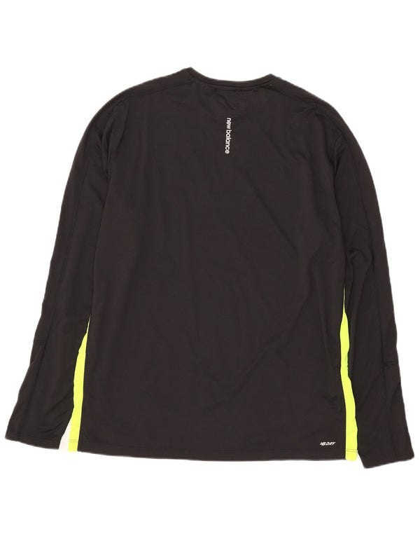 New Balance Mens Top Long Sleeve Large Black Colourblock