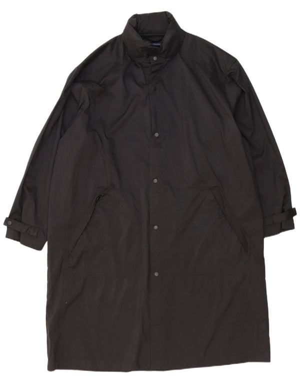 Vintage Damen-Regenmantel mit Kapuze, übergroß, UK 20 2XL, schwarzes Polyester