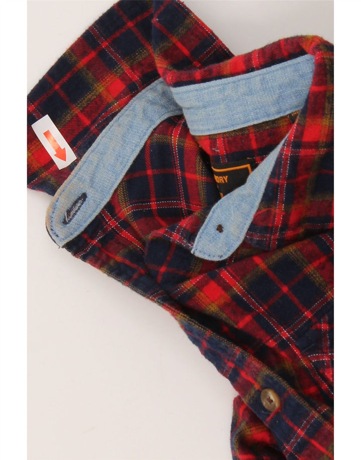Superdry Flanellhemd für Damen, UK 8, Größe S, marineblau, kariert, Baumwolle