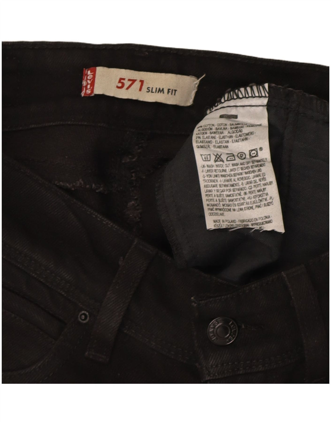 Levi's Damen 571 Slim Jeans W26 L30 Schwarz Baumwolle