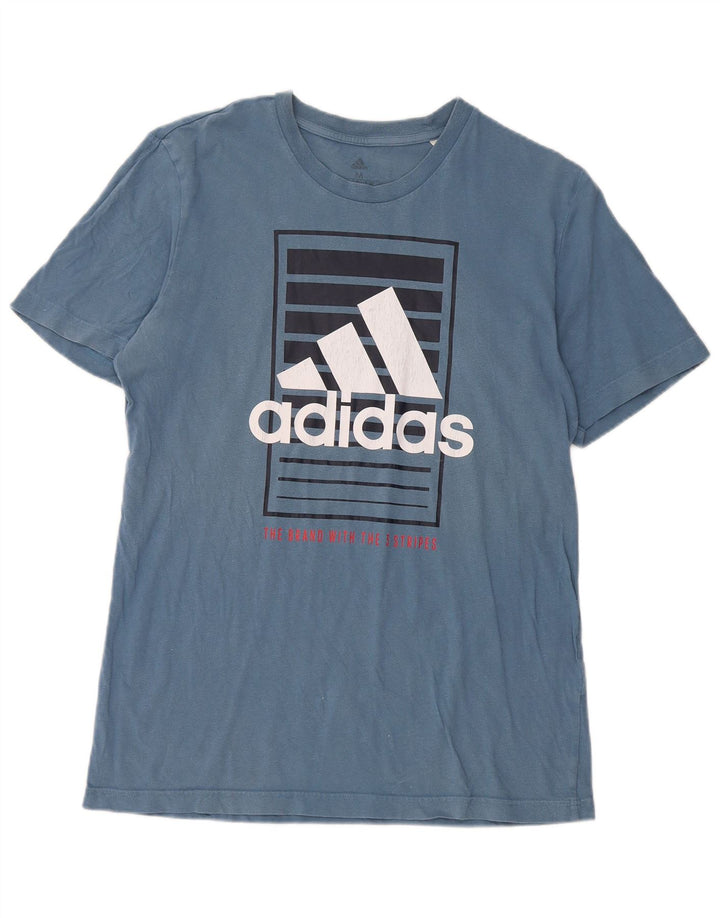 Adidas Herren Grafik T-Shirt Top Mittelblau