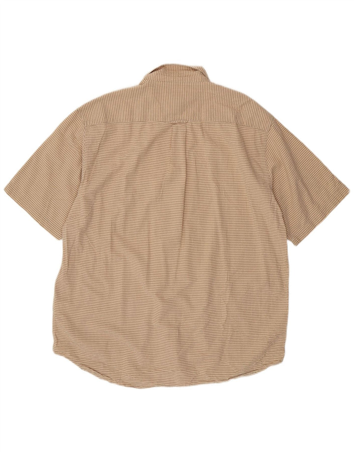 EDDIE BAUER Herren-Kurzarmhemd XL, beige, kariert, Baumwolle