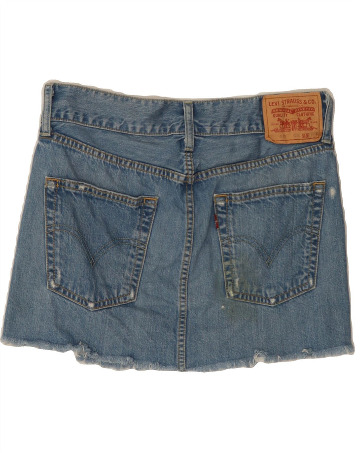 LEVI'S Womens 511 Distressed Denim Skirt Small W30  Blue Spotted Cotton Vintage Levi's and Second-Hand Levi's from Messina Hembry 