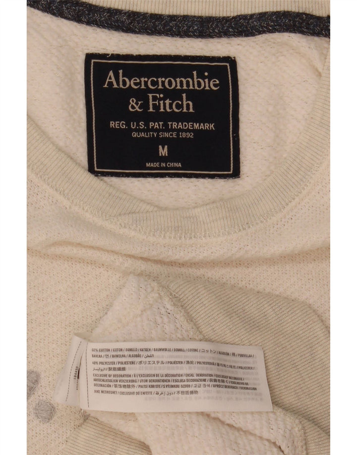 Abercrombie & Fitch Herren-Sweatshirt mit Grafik, mittelgroß, cremefarbene Baumwolle