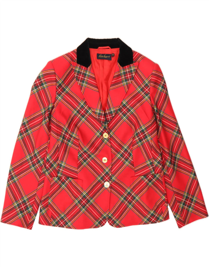 LUISA SPAGNOLI Womens 3 Button Blazer Jacket IT 48 XL Red Check Wool Vintage Luisa Spagnoli and Second-Hand Luisa Spagnoli from Messina Hembry 