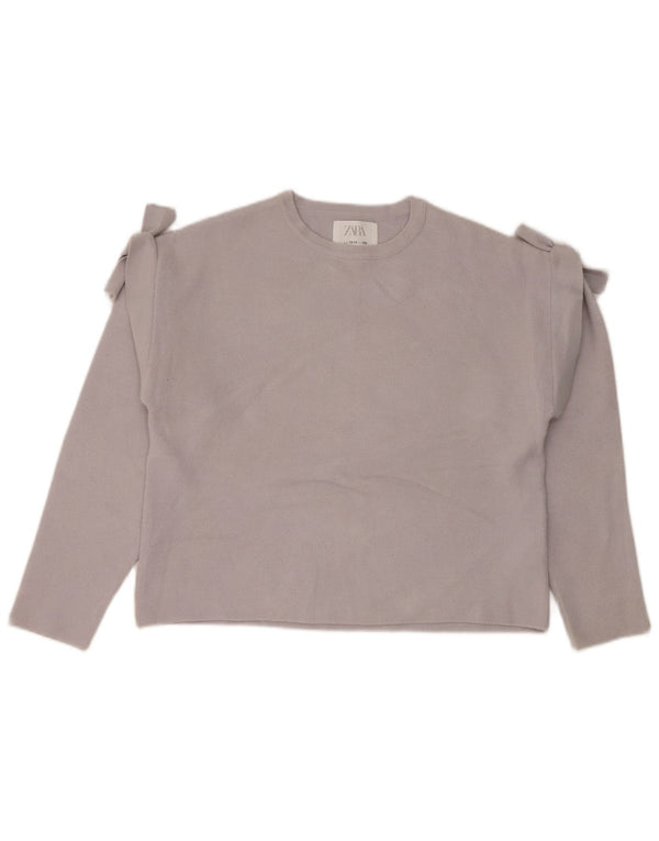 Zara Mädchen-Pullover mit Rundhalsausschnitt, 13–14 Jahre, graue Viskose