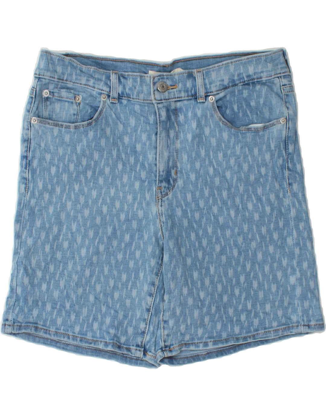LEVI'S Womens Abstract Pattern Denim Shorts W28 Medium Blue Vintage Levi's and Second-Hand Levi's from Messina Hembry 