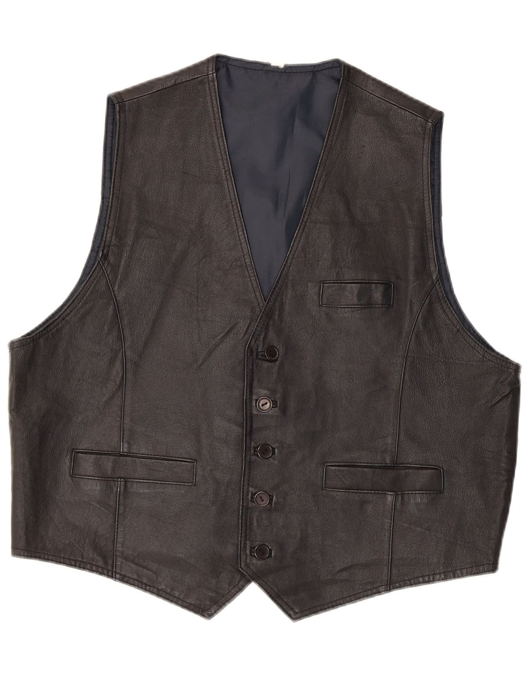 Vintage Herren Lederweste XL Schwarzes Leder