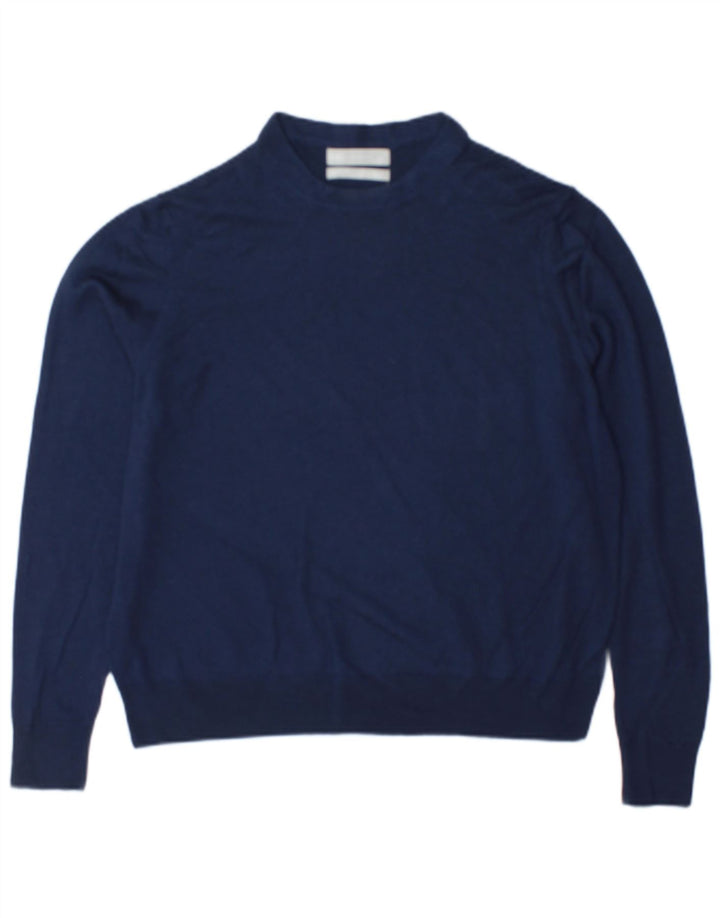 Marks & Spencer Damen-Pullover mit Rundhalsausschnitt, Gr. 40, Marineblau, Wolle