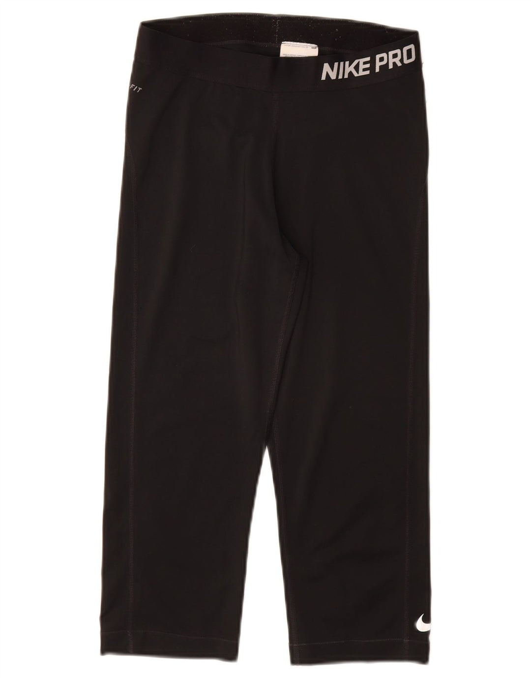 NIKE Womens Dri Fit Graphic Capri Leggings UK 12 Mittelschwarzes Polyester