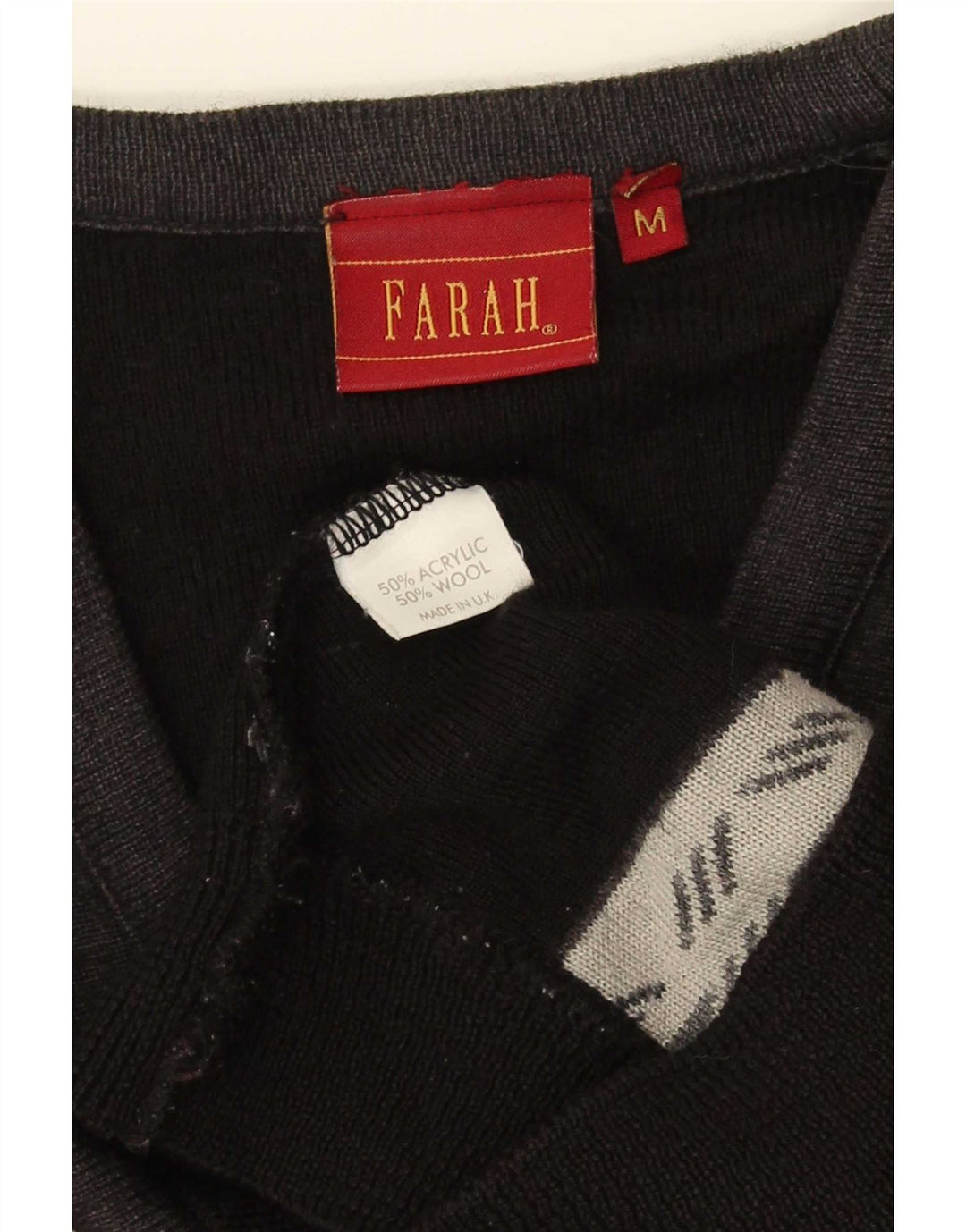 Farah Herren-Pullover mit V-Ausschnitt, Mittelschwarz, Farbblock-Acryl