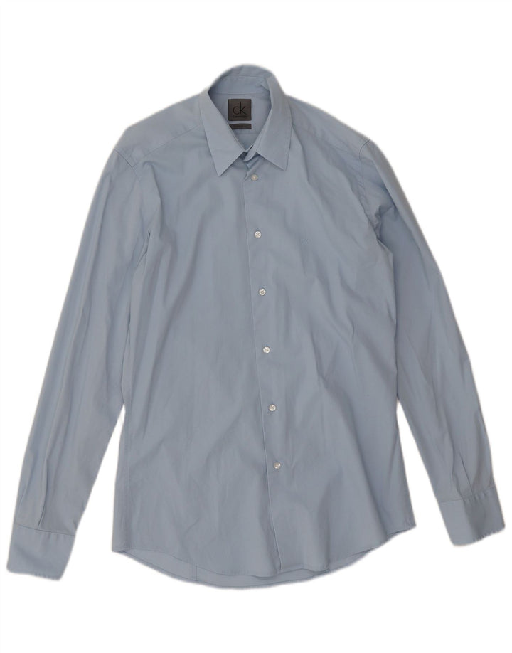Calvin Klein Herren-Slim-Fit-Hemd aus mittelblauer Baumwolle