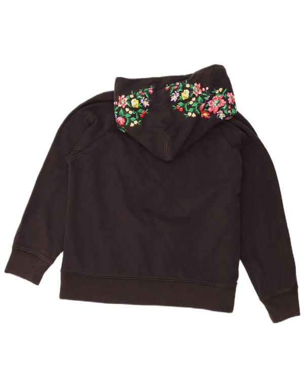 Levi's Damen Kapuzenpullover UK 14 Mittelschwarze geblümte Baumwolle