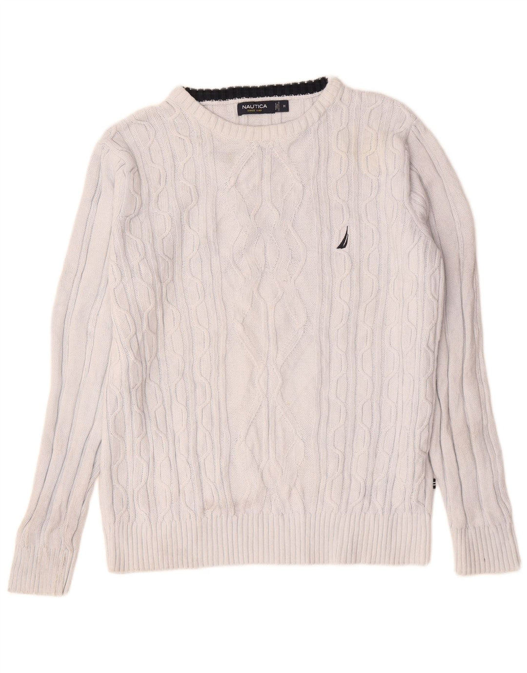 Nautica Herren-Pullover mit U-Boot-Ausschnitt, mittelweiße Baumwolle