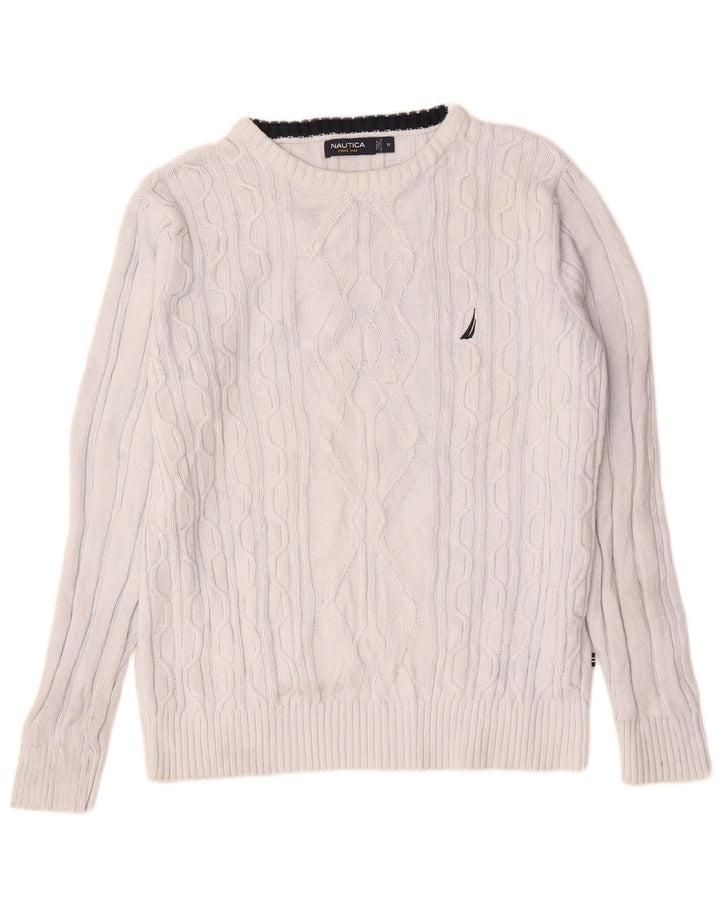 Nautica Herren-Pullover mit U-Boot-Ausschnitt, mittelweiße Baumwolle