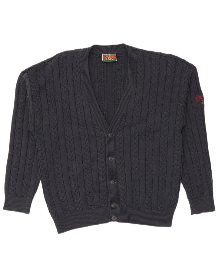 Navigare Herren-Strickjacke, große marineblaue Wolle