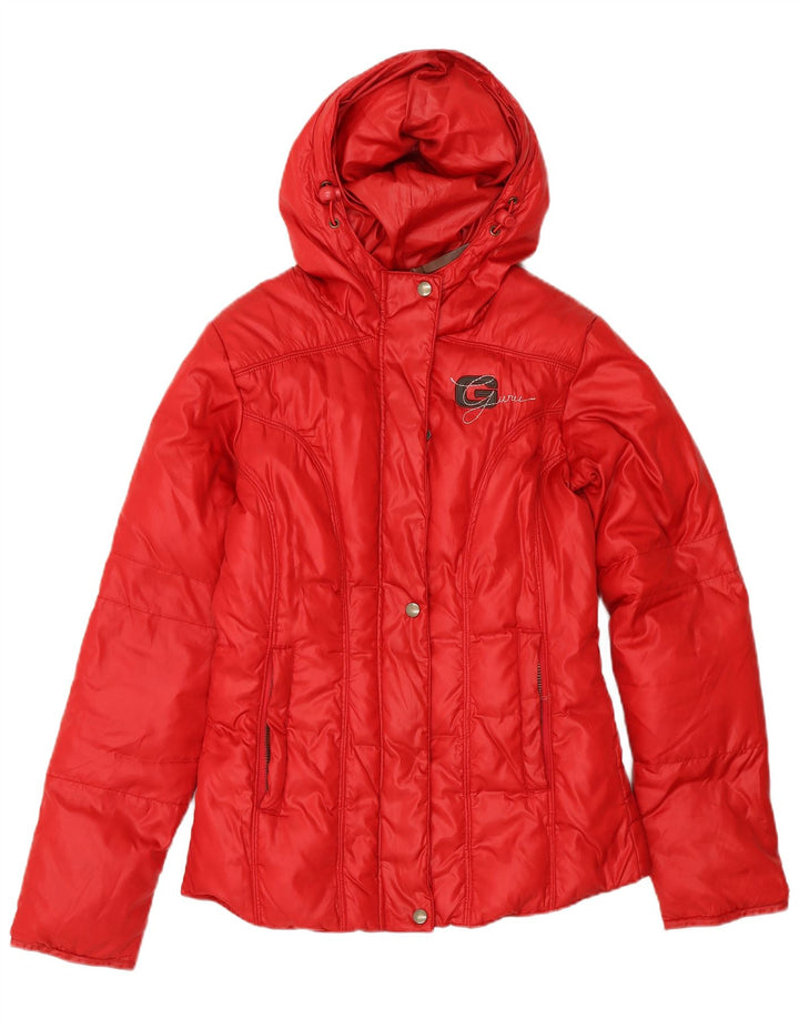 Guru Wattierte Damenjacke mit Kapuze, UK 10, Größe S, Rot, Polyester