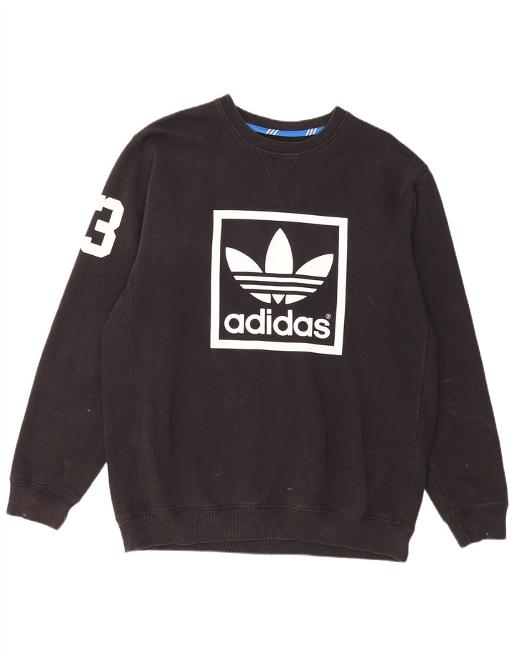 Adidas Herren Grafik-Sweatshirt-Pullover, groß, schwarze Baumwolle