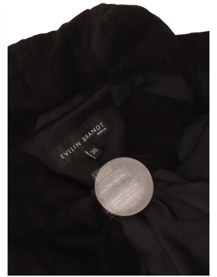 Evelin Brandt Damen Berlin 4-Knopf-Blazerjacke EU 36 Kleine schwarze Wolle
