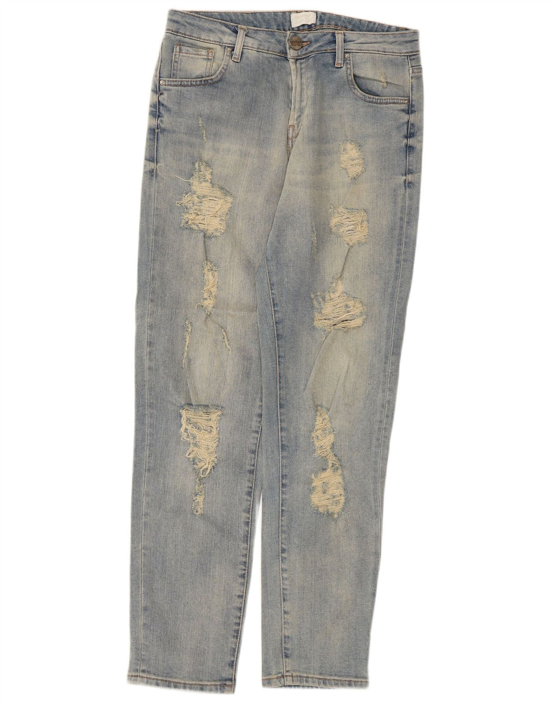 Carrera Damen Distressed Tapered Jeans IT 42 Medium W29 L29 Blaue Baumwolle