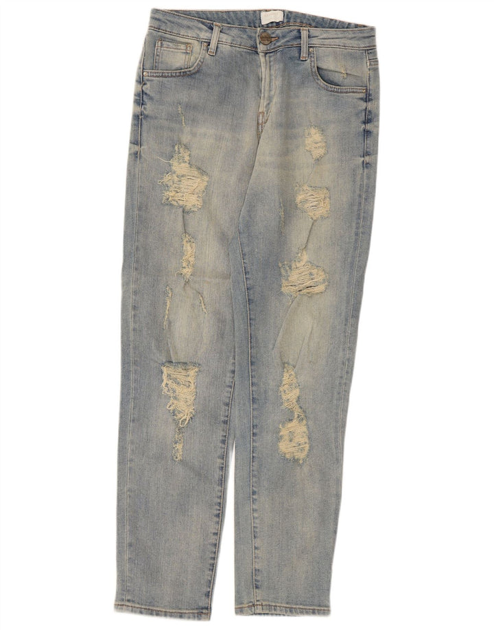 Carrera Damen Distressed Tapered Jeans IT 42 Medium W29 L29 Blaue Baumwolle