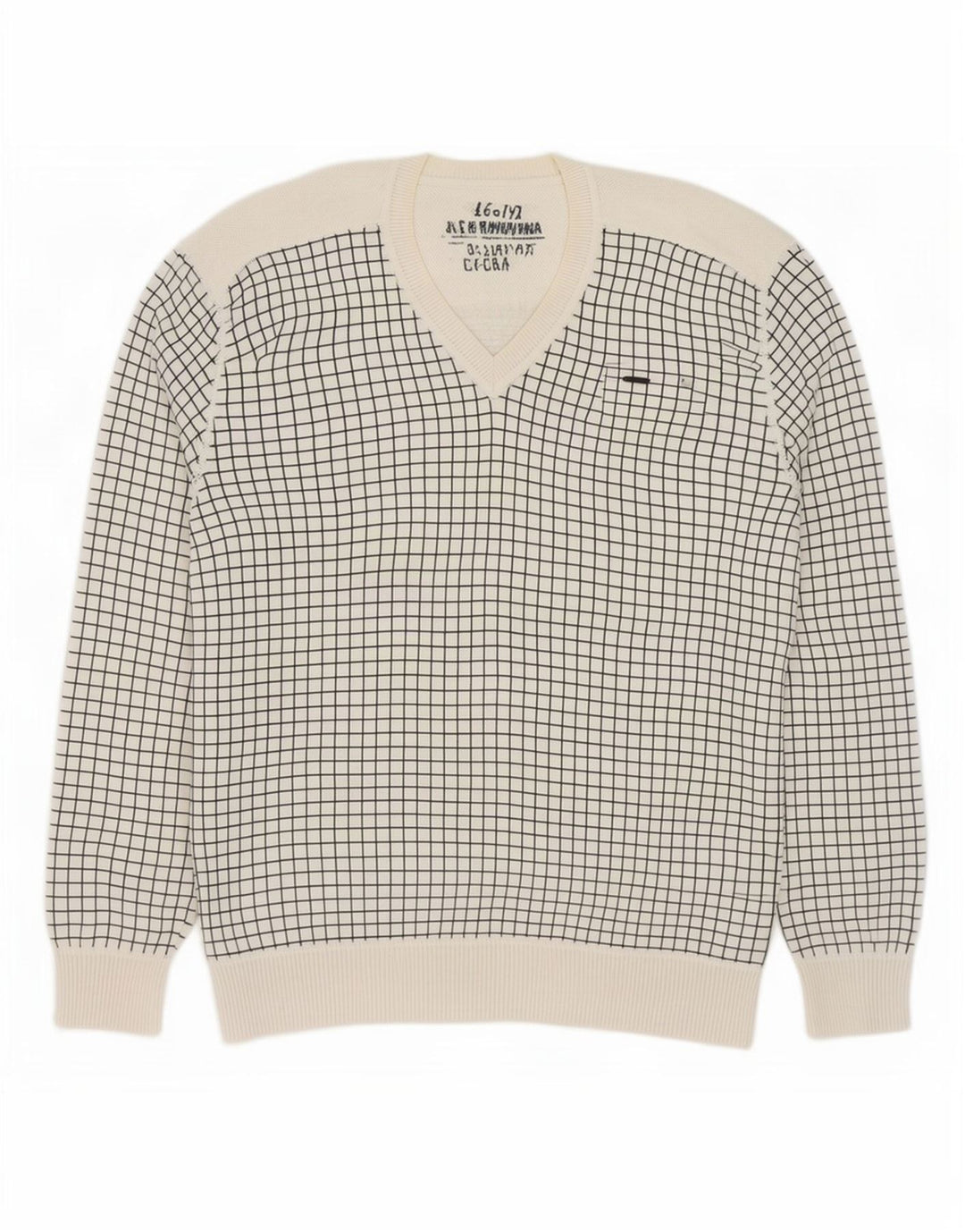 Jack & Jones Herren-Pullover mit V-Ausschnitt, XL, Baumwolle, weiß kariert
