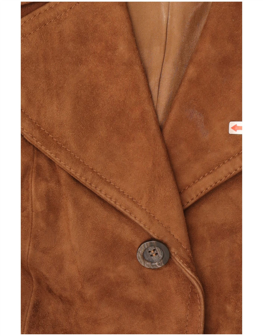 Vintage Damen 3-Knopf-Wildleder-Blazerjacke IT 46 Großes braunes Leder