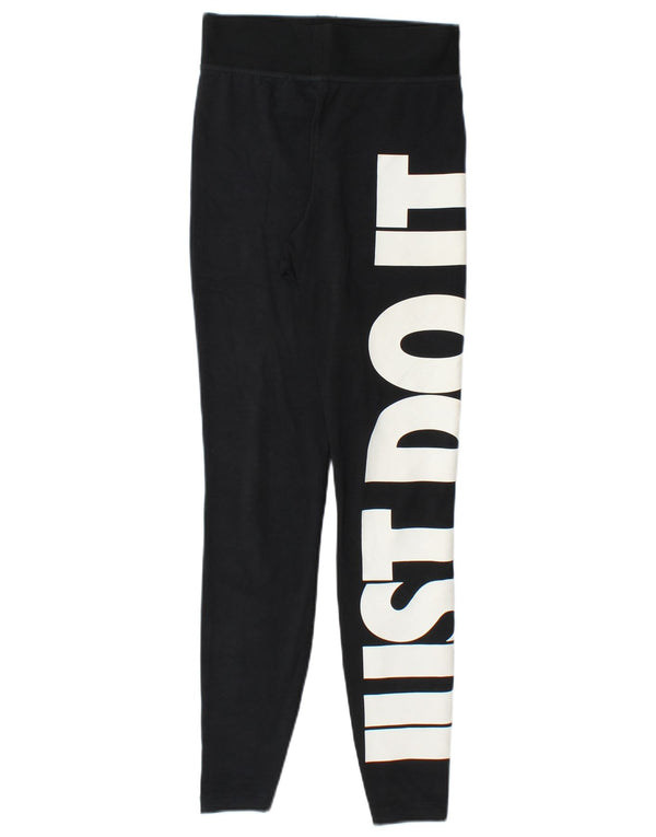 Nike Womens Graphic Leggings UK 4 XS Schwarz Baumwolle