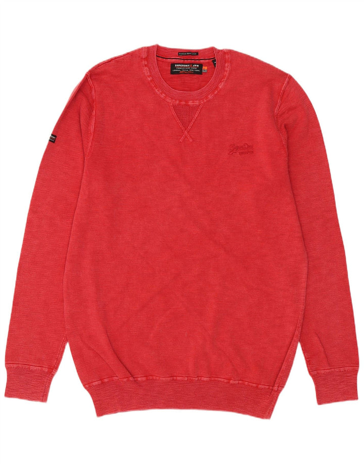 Superdry Herren-Pullover mit Rundhalsausschnitt, Größe L, aus roter Baumwolle
