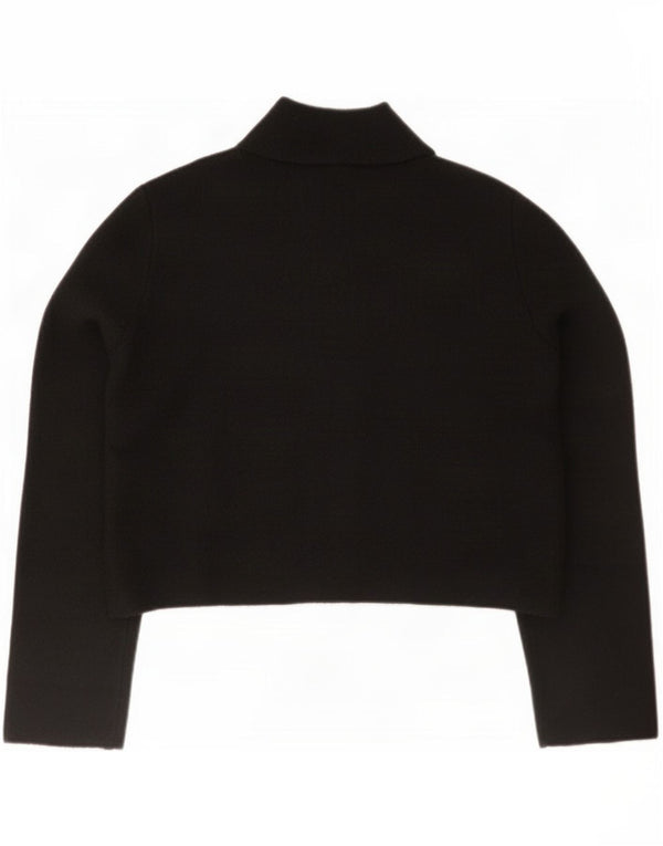 Zara Womens Crop Cardigan Sweater UK 14 Medium Black Acrylic