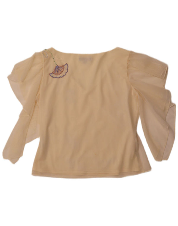 COAST Damen Crop See Through Bluse Top UK 16 Large Gelb Polyester