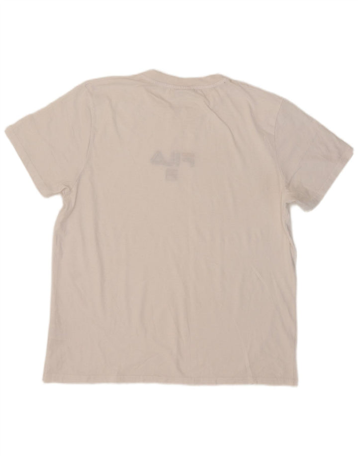 Fila Herren Grafik T-Shirt Top XL Weiße Baumwolle