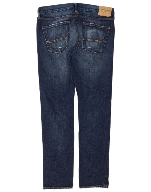 Abercrombie & Fitch Herren Distressed Slim Jeans W34 L32 Marineblau Baumwolle