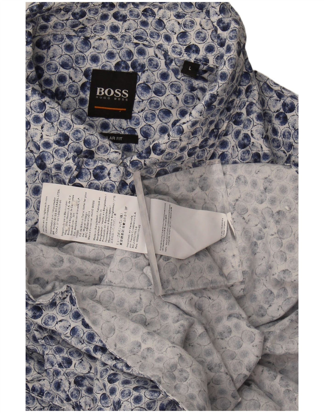 Hugo Boss Herren-Hemd mit normaler Passform, groß, blau, geometrisch