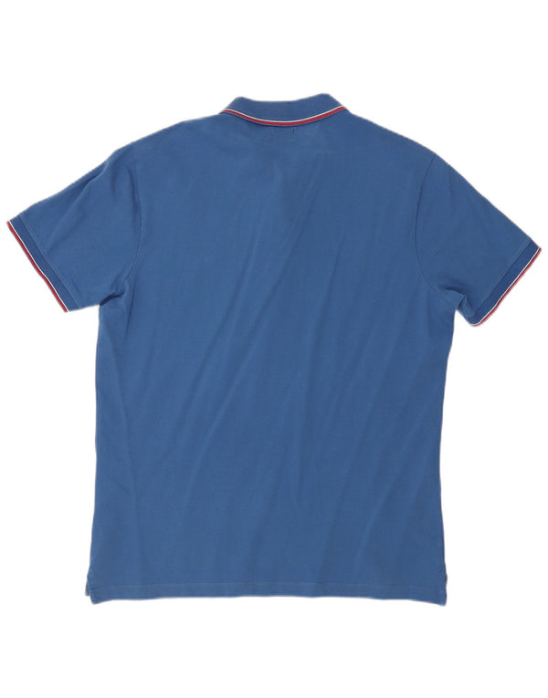 Diesel Herren Poloshirt XL blau gestreift aus Baumwolle